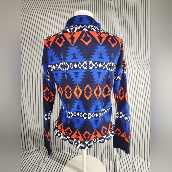 Lauren Ralph Lauren Active Aztec Full Zip Jacket Orange Blue SZ S - Picture 4 of 6